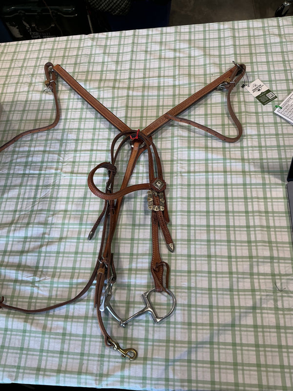 Western Headstall & Breast Collar Set – Light Brown Leather | Used, Very Good