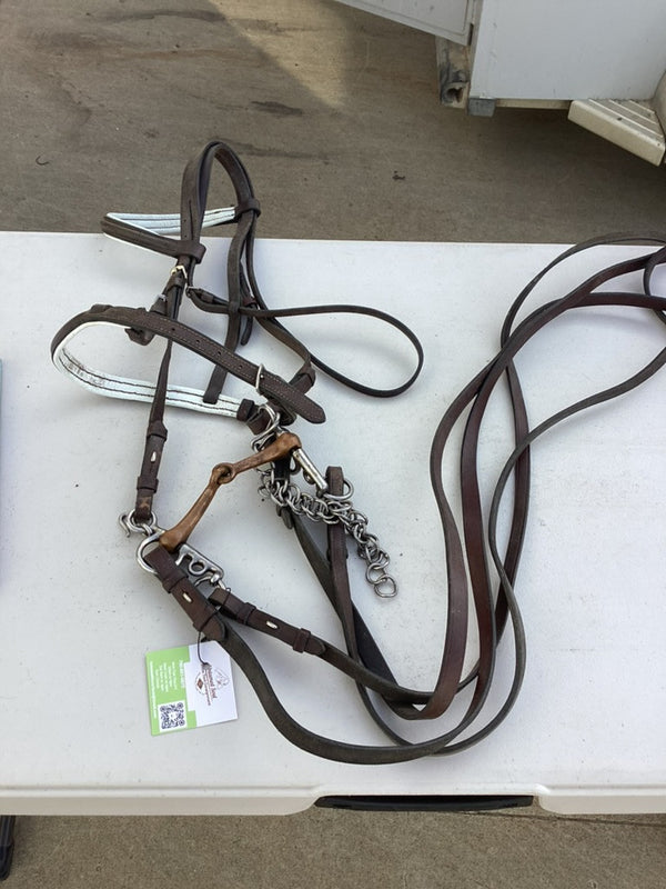 English Bridle with Bit & Reins – Dark Brown, Warmblood | Used, Good