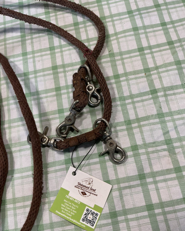 long reins brown nylon