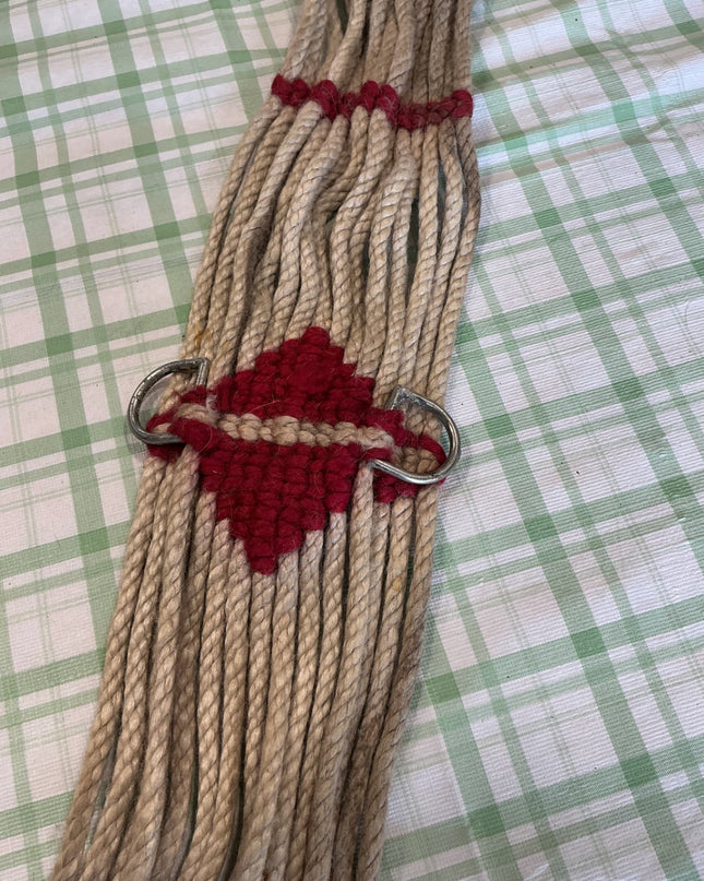 western rope cinch 30" white and red 