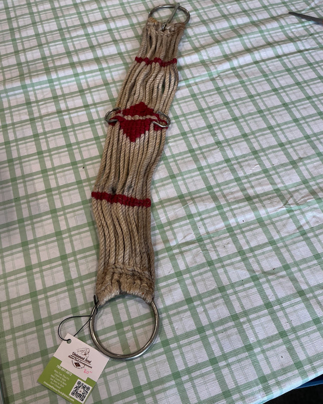 western rope cinch 30" white and red 