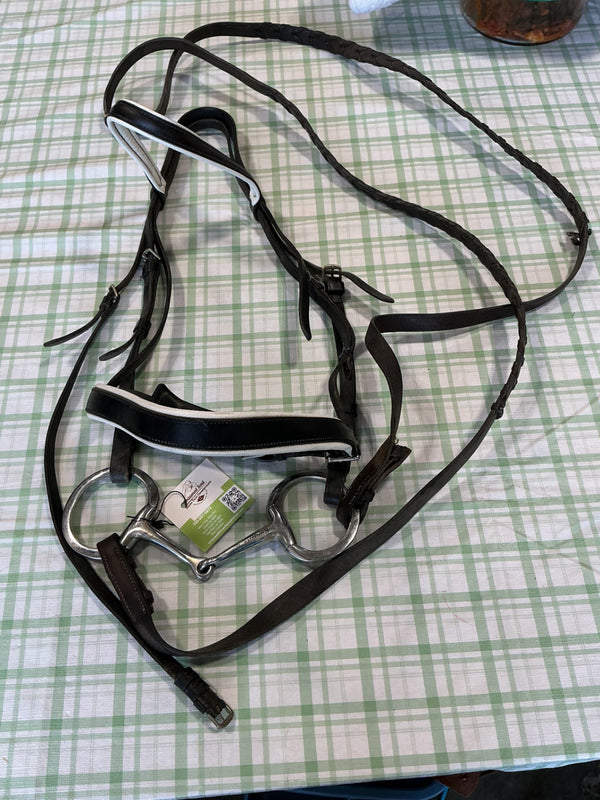 English Bridle with 5" Bit & Reins – Black Leather, Horse | Used, Good