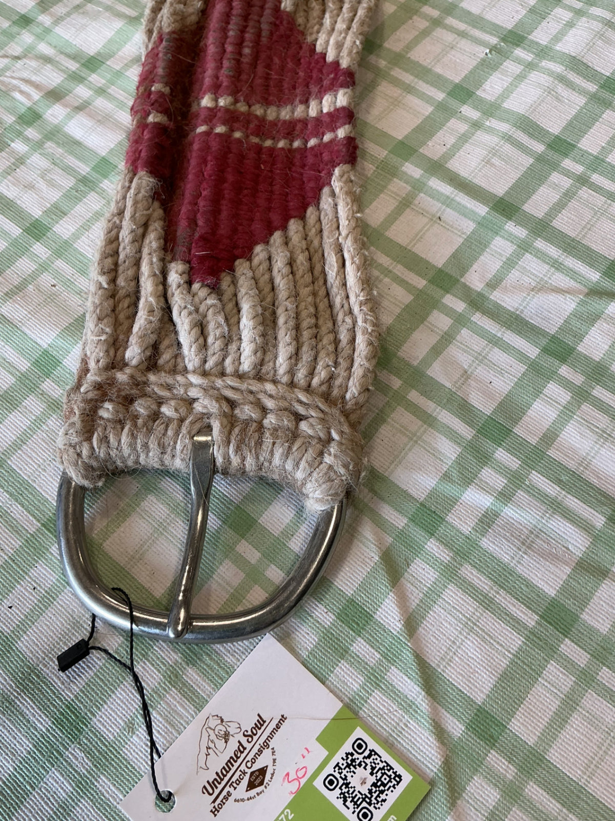 western rope cinch red and white 30"