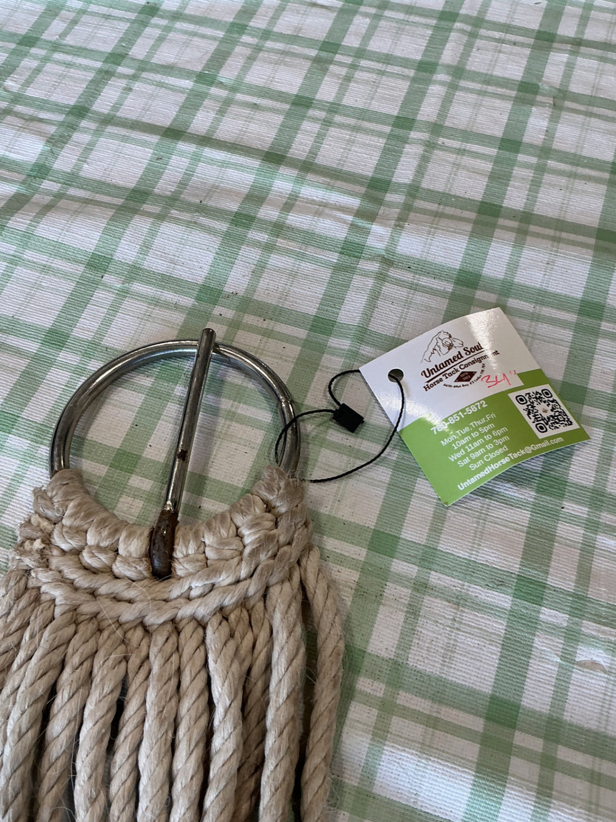 western rope cinch 34"purple green middle white cotton