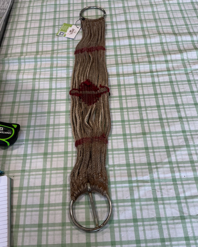 western rope cinch 30" white and red 