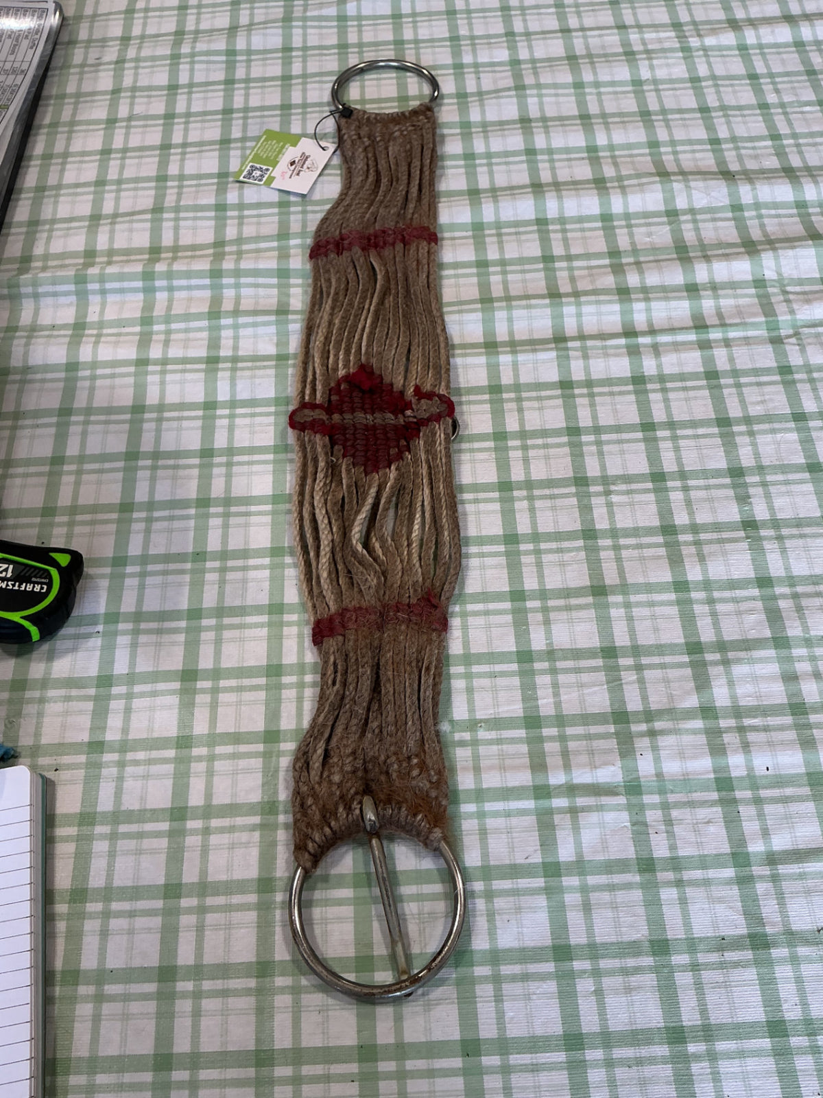 western rope cinch 30" white and red 