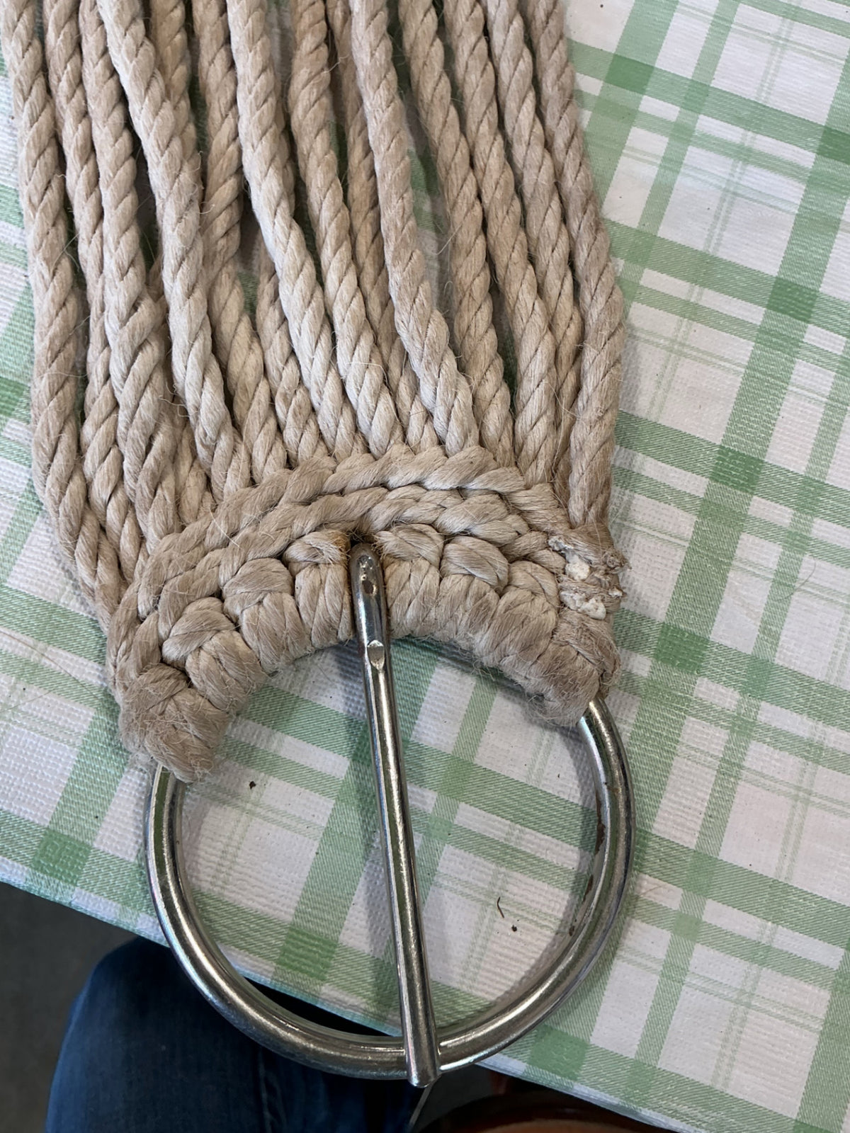 western rope cinch 34"purple green middle white cotton