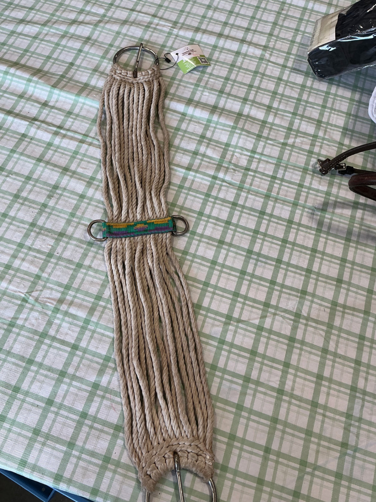 western rope cinch 34"purple green middle white cotton