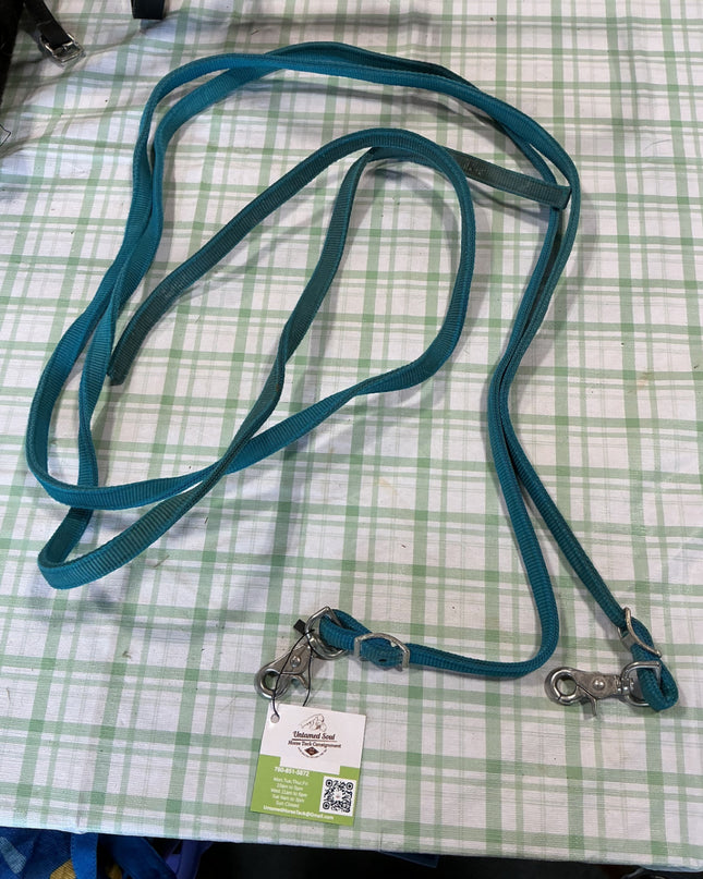 extra long reins blue nylon 