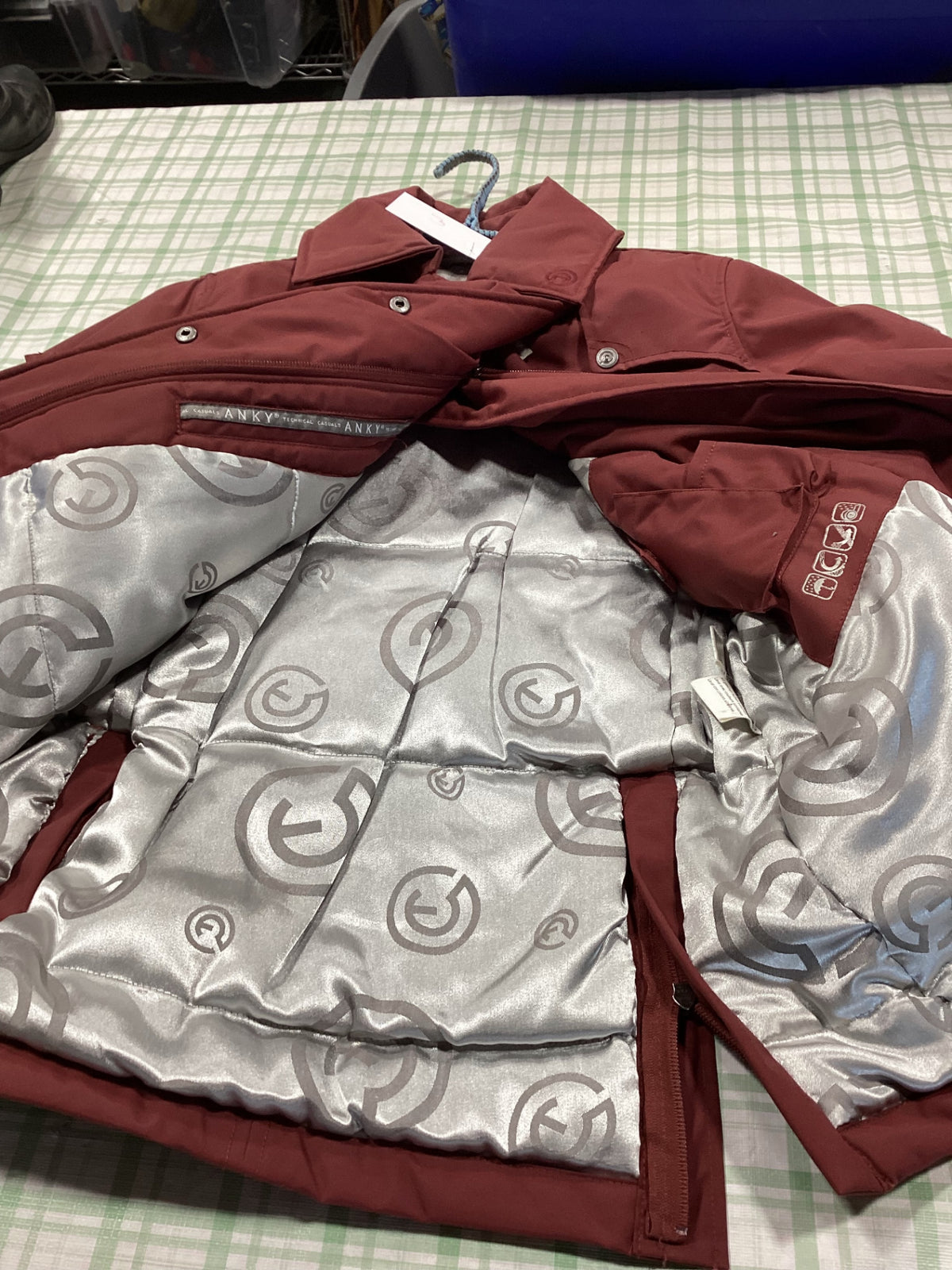 winter coat maroon heavy duty 