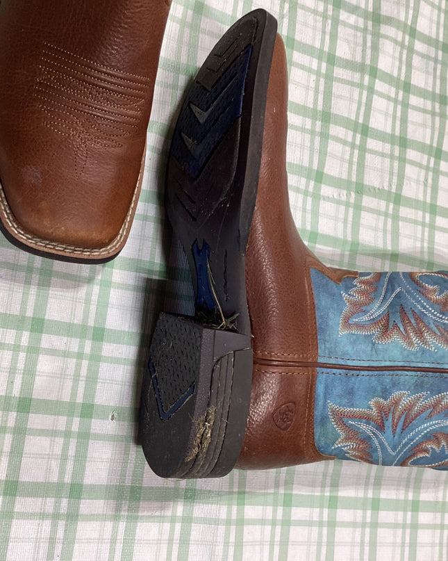 cowboy boots blue and light brown 