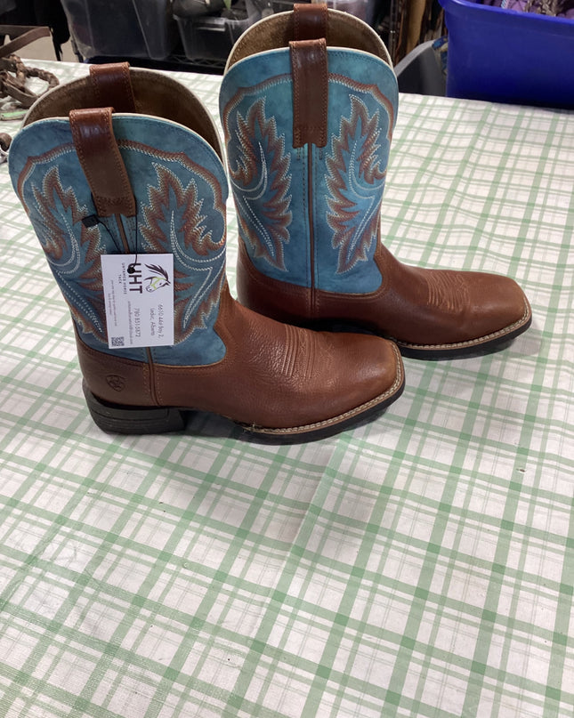 cowboy boots blue and light brown 