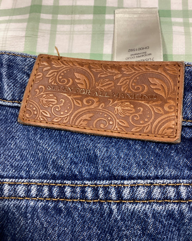 seven jeans light wash low-mid waste flare legged