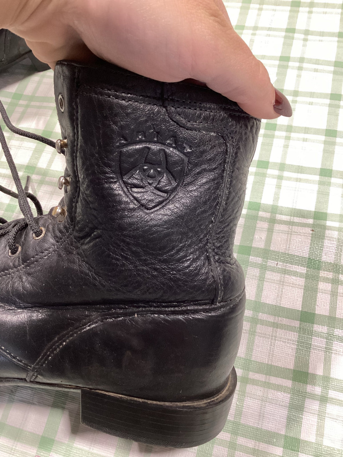 paddock boots black leather button and string up