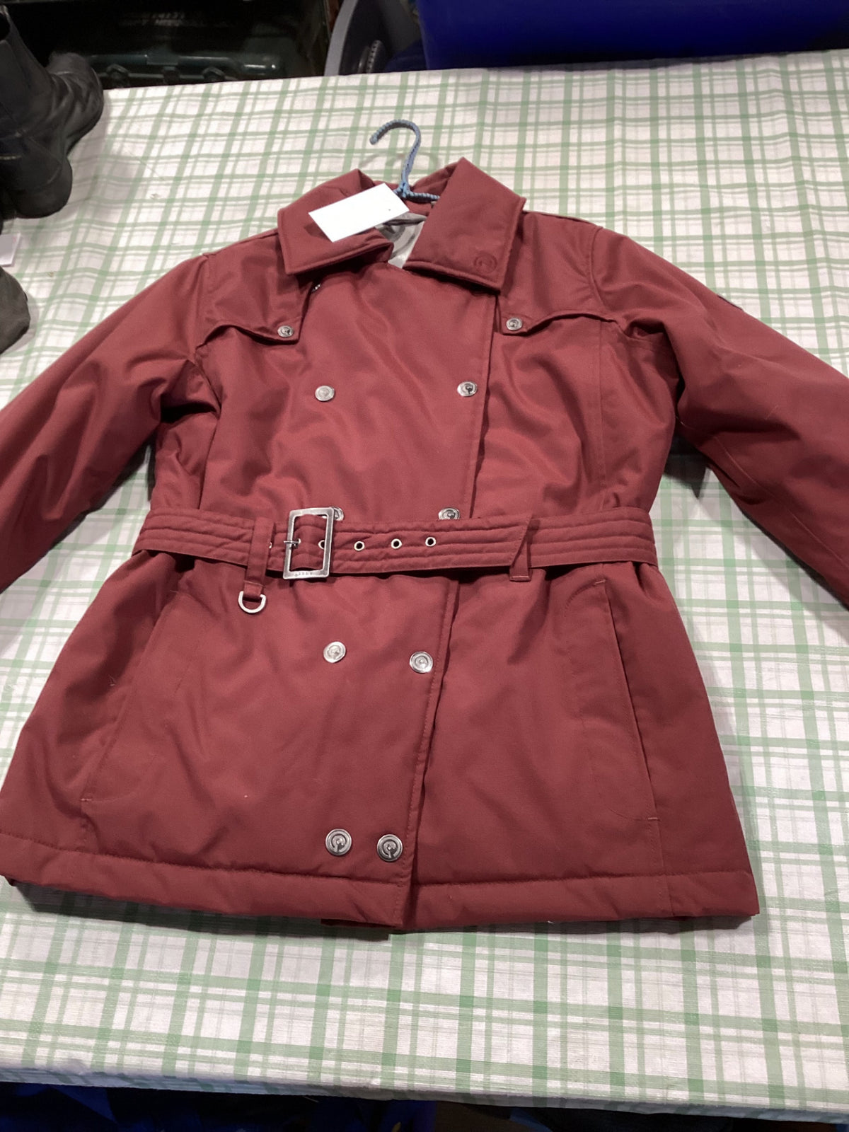 winter coat maroon heavy duty 