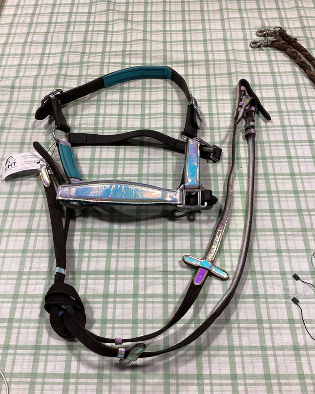 halter black nylon with reins to match 