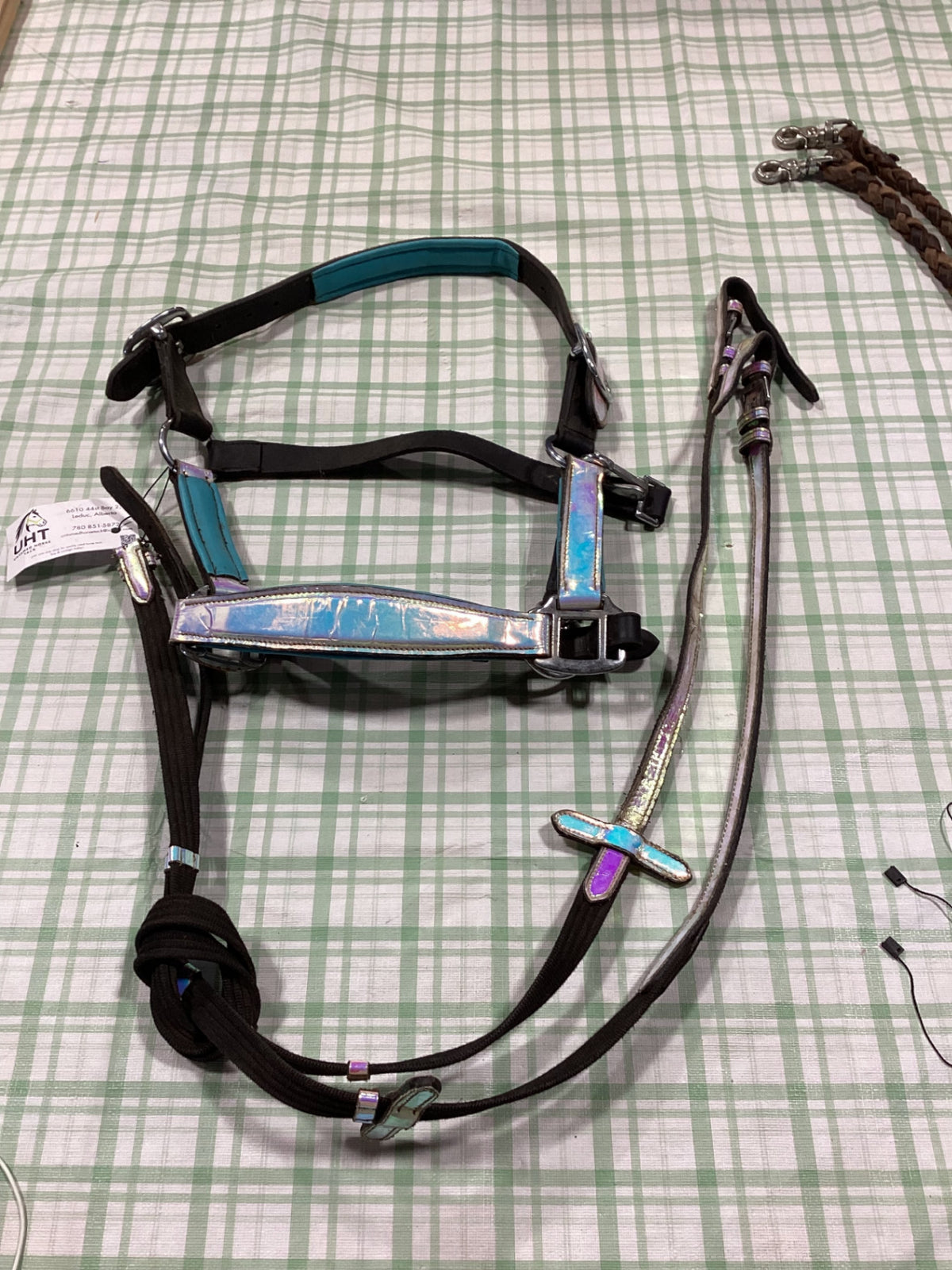 halter black nylon with reins to match 