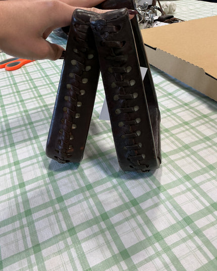 western stirrups brown leather 