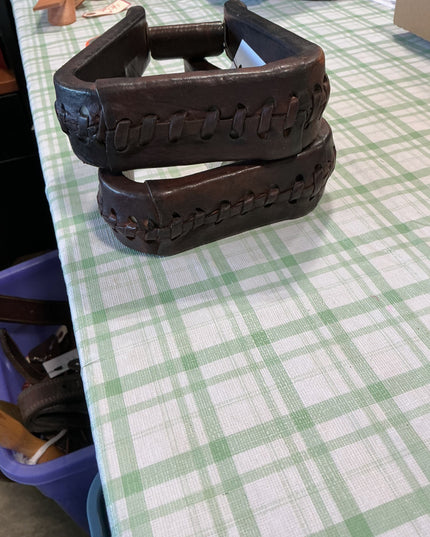 western stirrups brown leather 