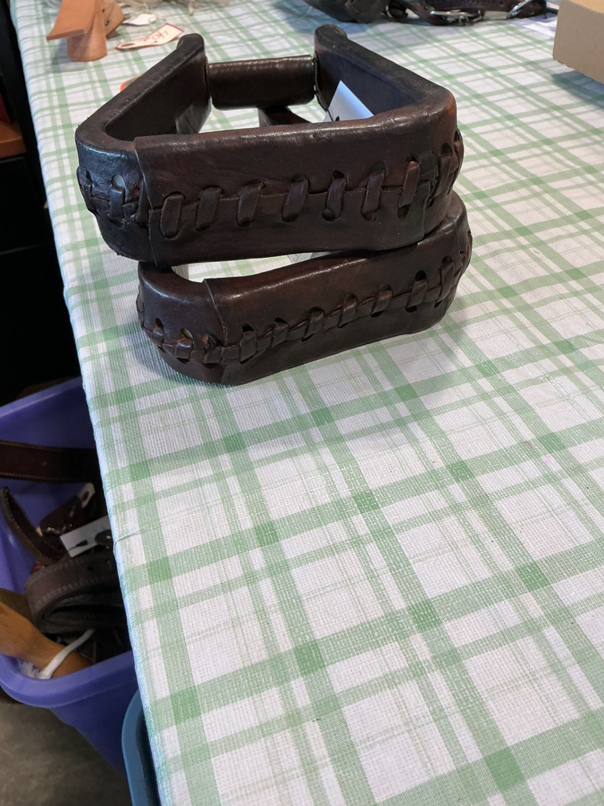western stirrups brown leather