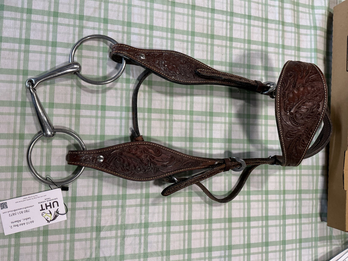 Western Headstall  built in design leather dark