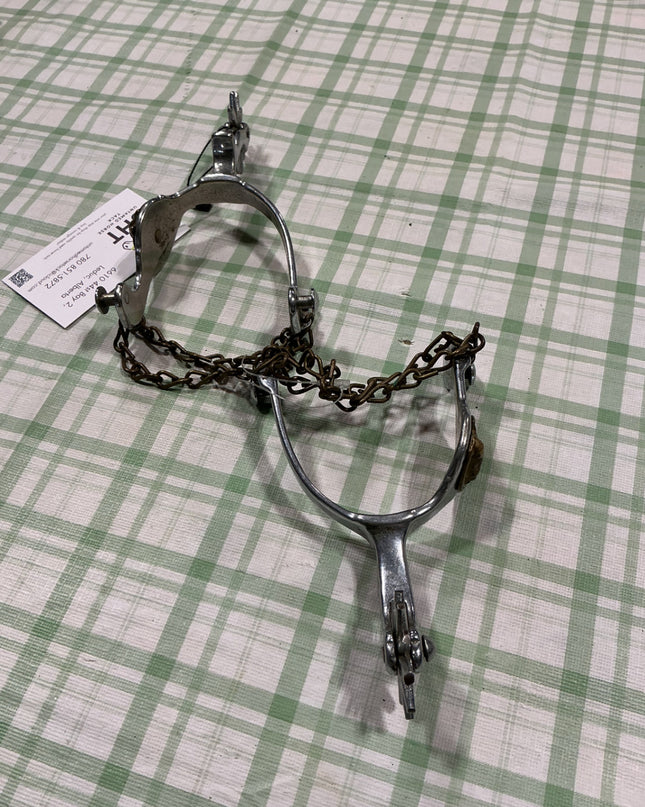 western antique spurs gold horse and chain straps 