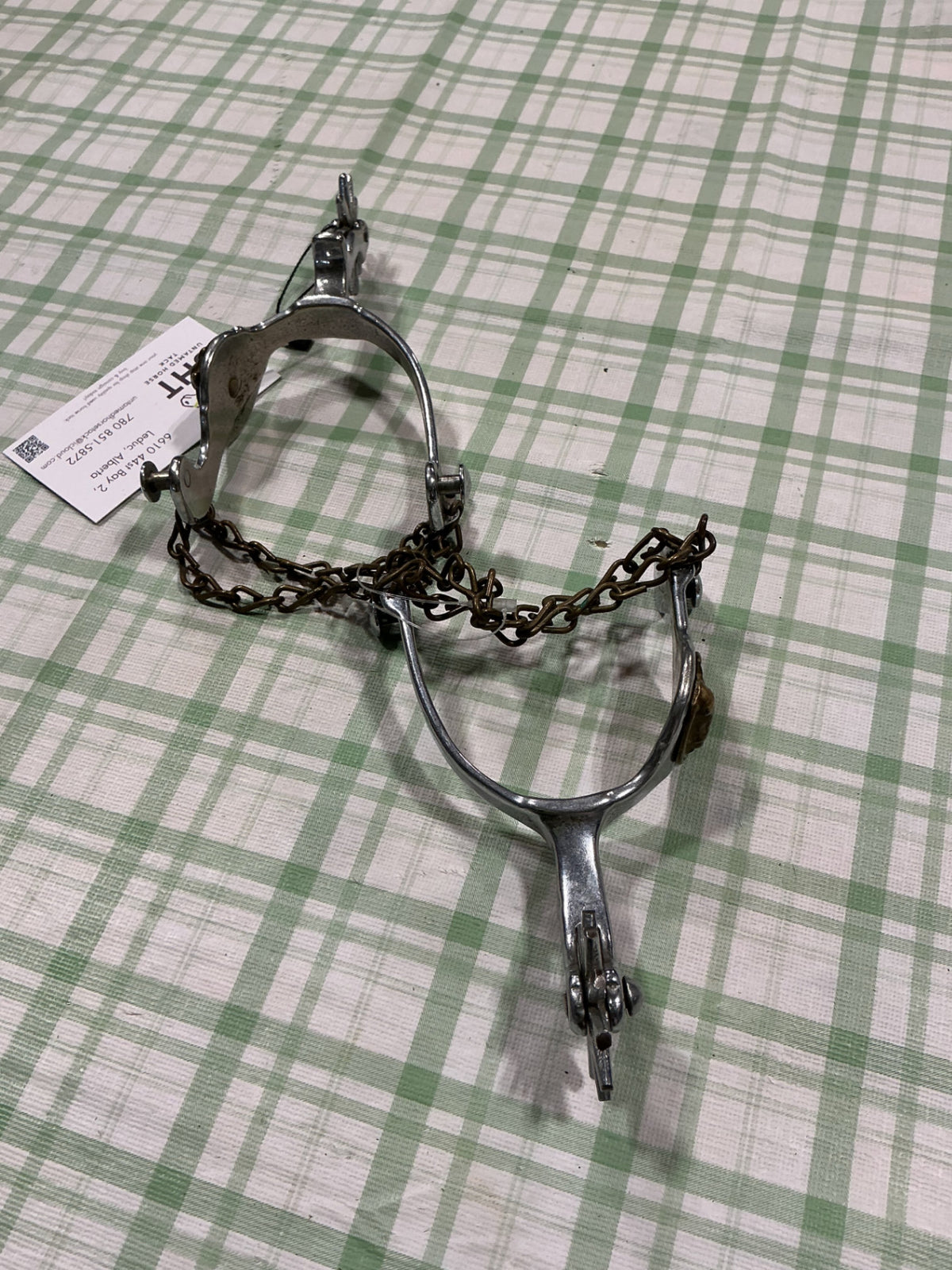 western antique spurs gold horse and chain straps