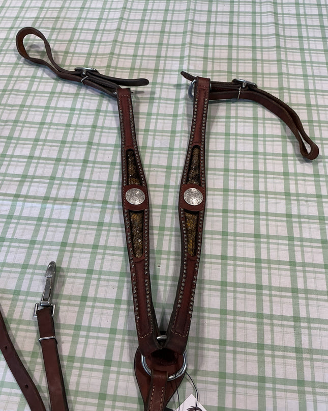 western breast collar with snake design on breast plate