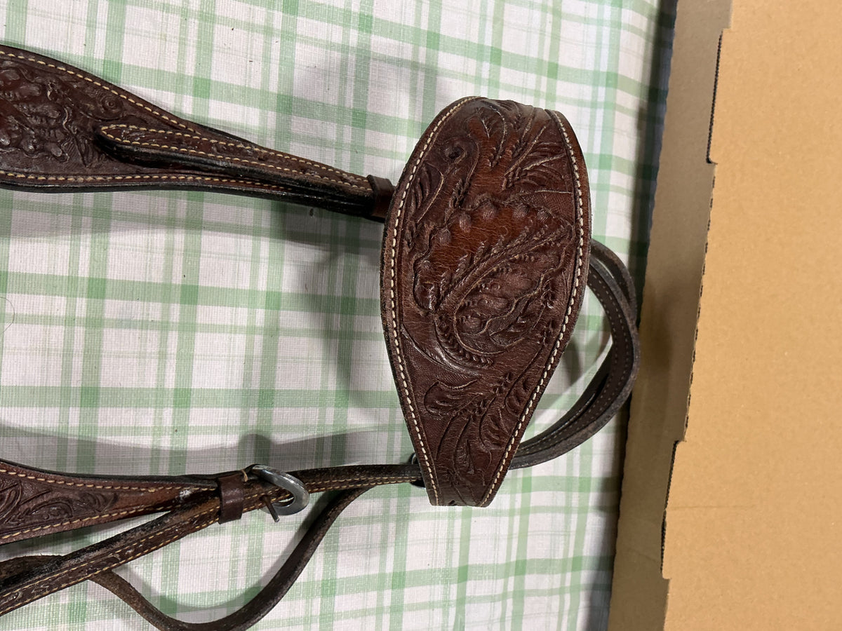 Western Headstall  built in design leather dark