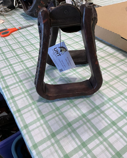 western stirrups brown leather 