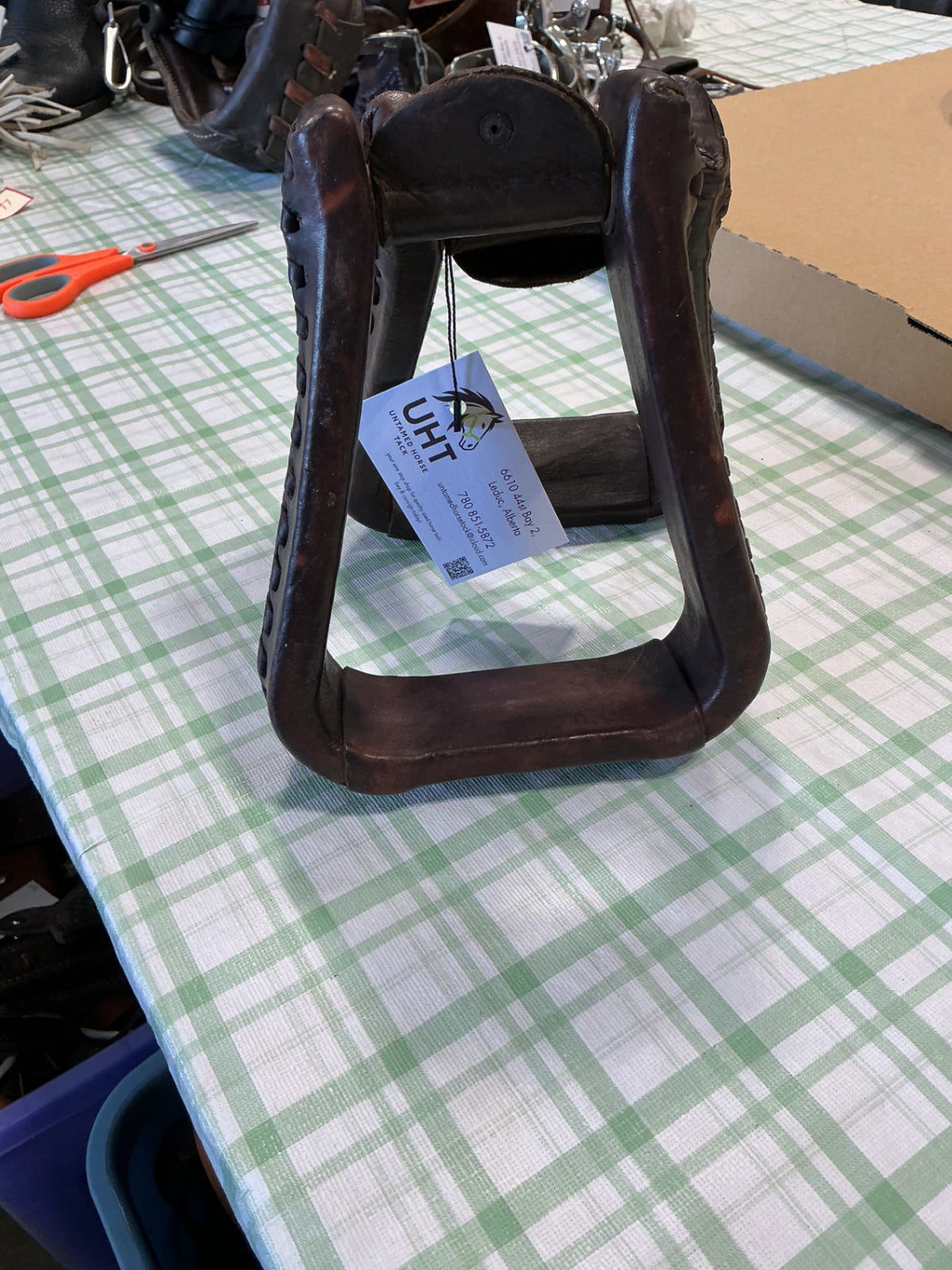 western stirrups brown leather