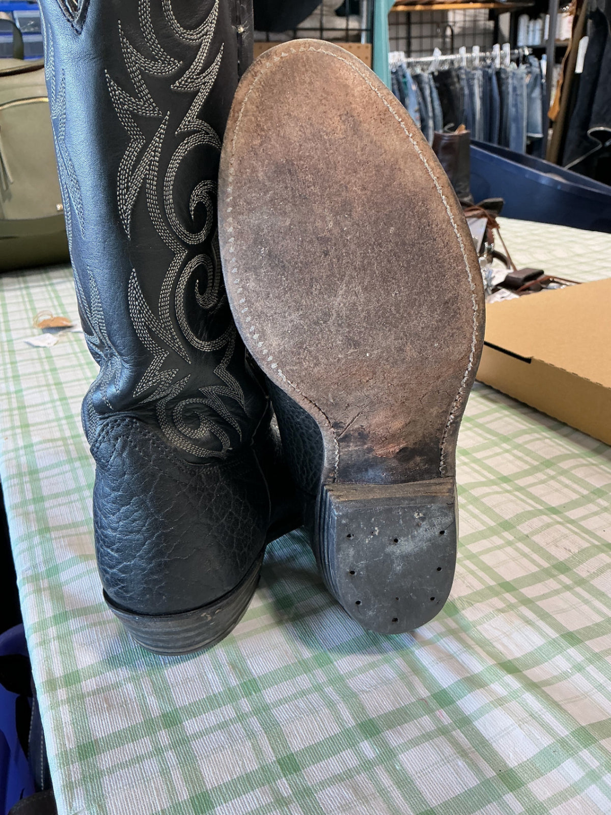 cowboy boots leather black