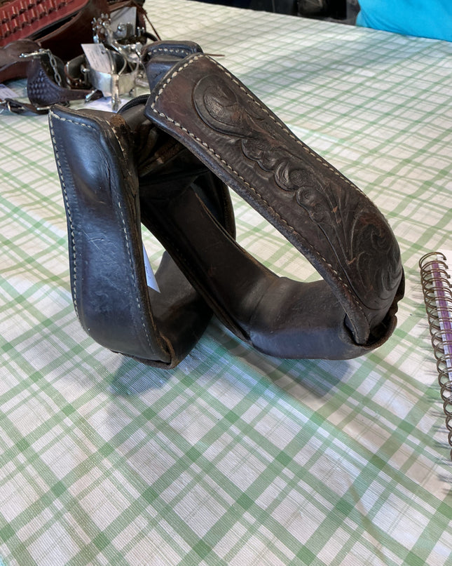 western leather stirrups