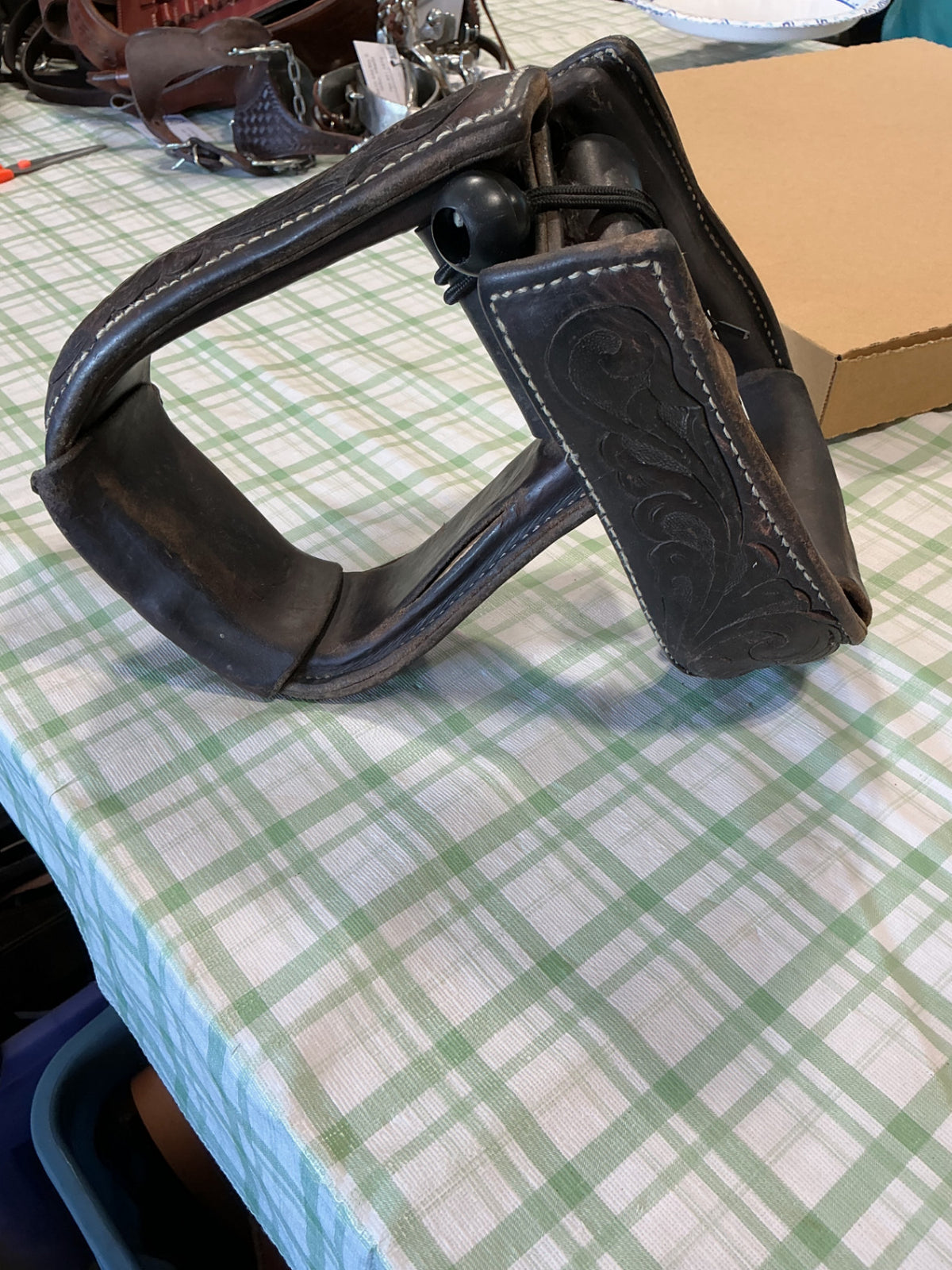 western leather stirrups