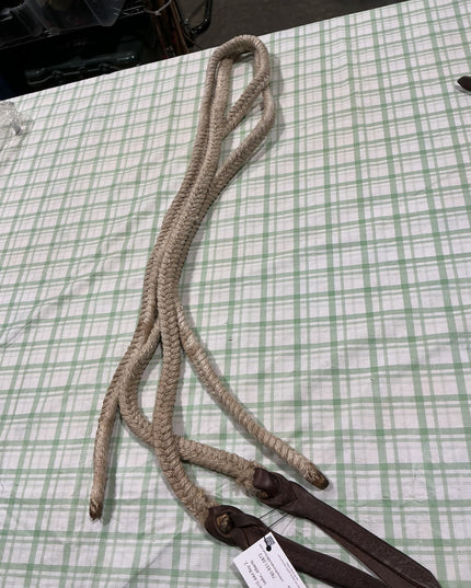 western rope split reins no clips attached
