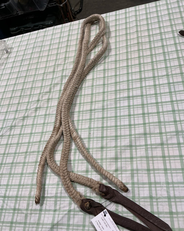 western rope split reins no clips attached