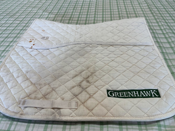 English Saddle Pad – Greenhawk, White (A) | Used, Acceptable