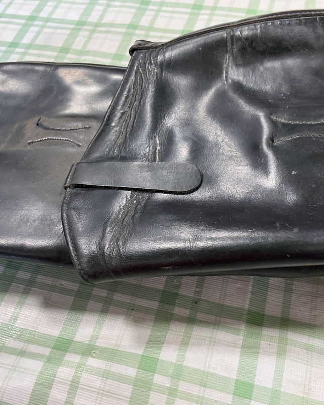 Tall Boots English 8B Leather Uppers No Zipper/Pull On