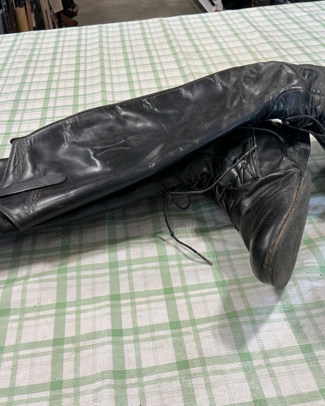 Tall Boots English 8B Leather Uppers No Zipper/Pull On