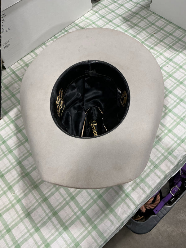 Cowboy Hat – Serratelli 4X Felt Roper, Platinum, 7 1/8 (Liner Damaged) | Used, Good