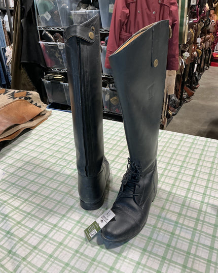english riding boots black zip up 