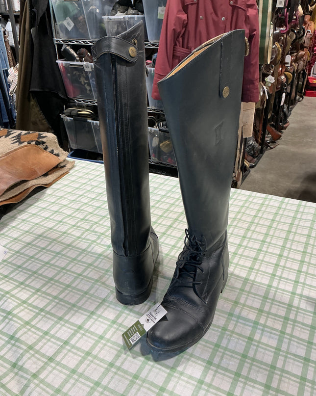 english riding boots black zip up