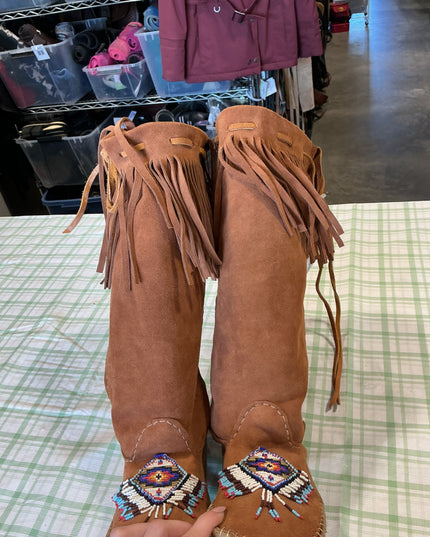native style tall boots men size 8 felt 