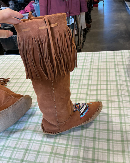 native style tall boots men size 8 felt 