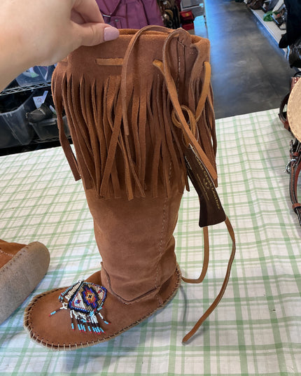 native style tall boots men size 8 felt 