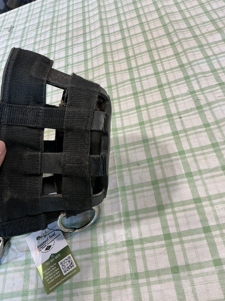 grazing muzzle black pony size 