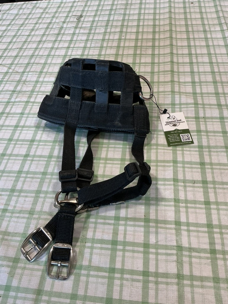 grazing muzzle black pony size 