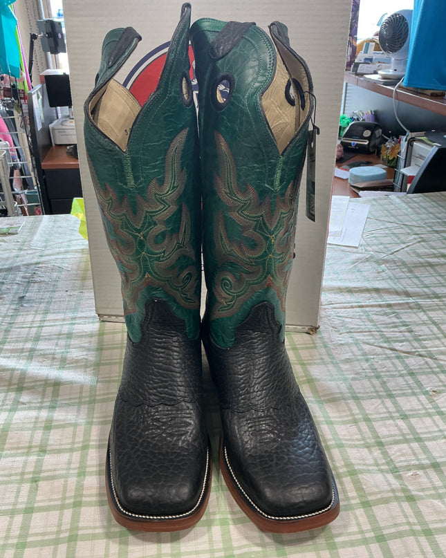 cowboy boots green leather hondo boots