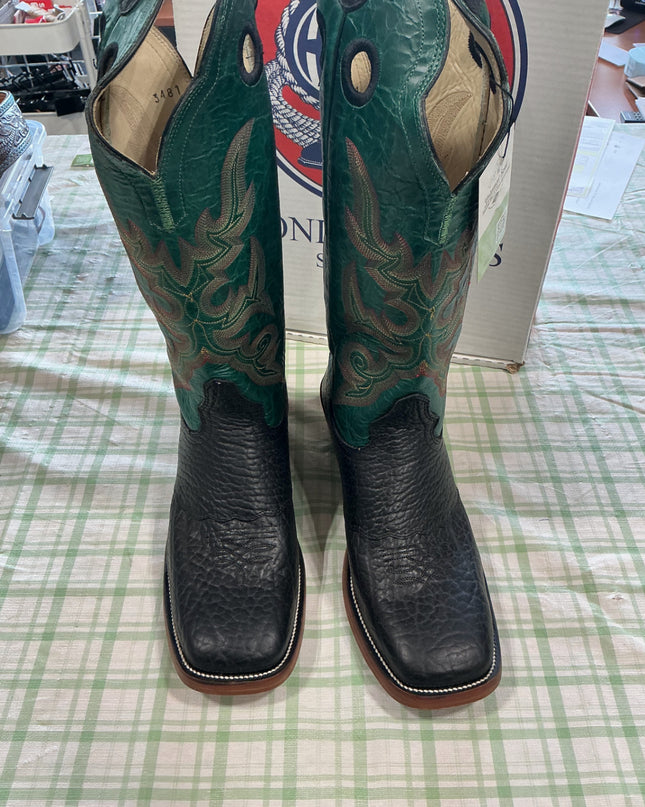 cowboy boots green leather hondo boots