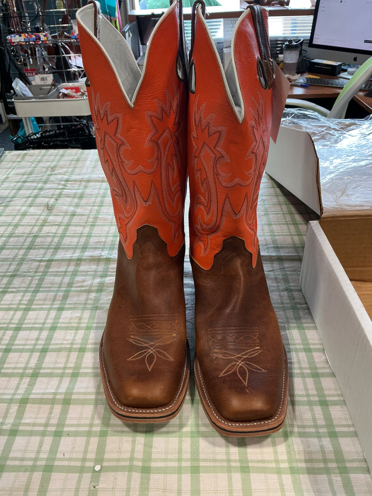 cowboy boots orange 